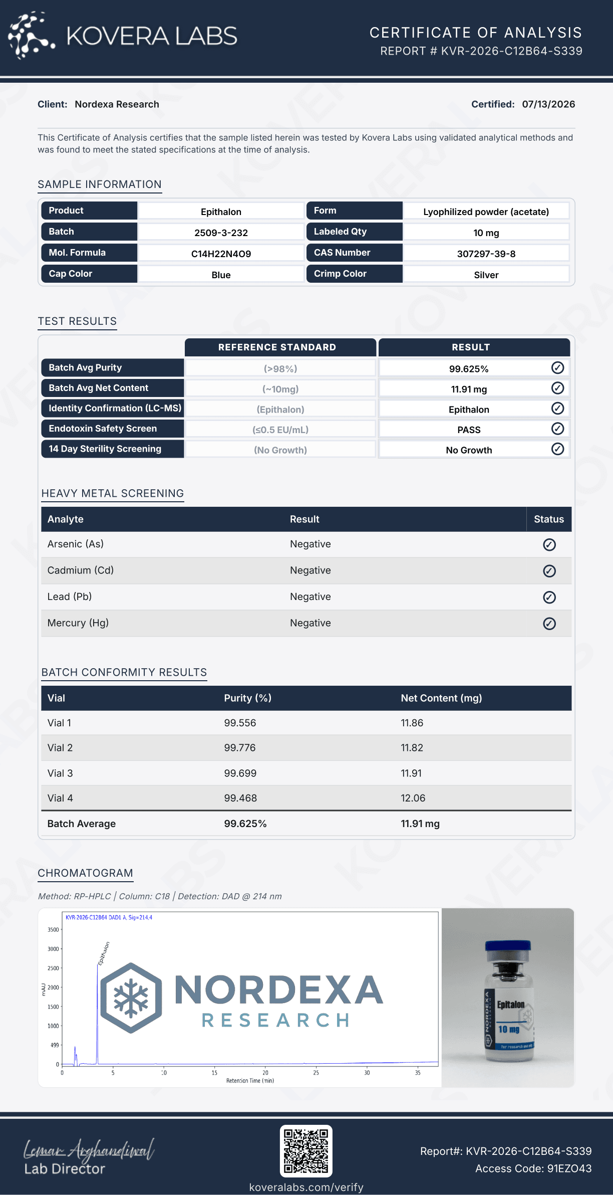 Epitalon 10mg Canada – Research Use Only - Image 3