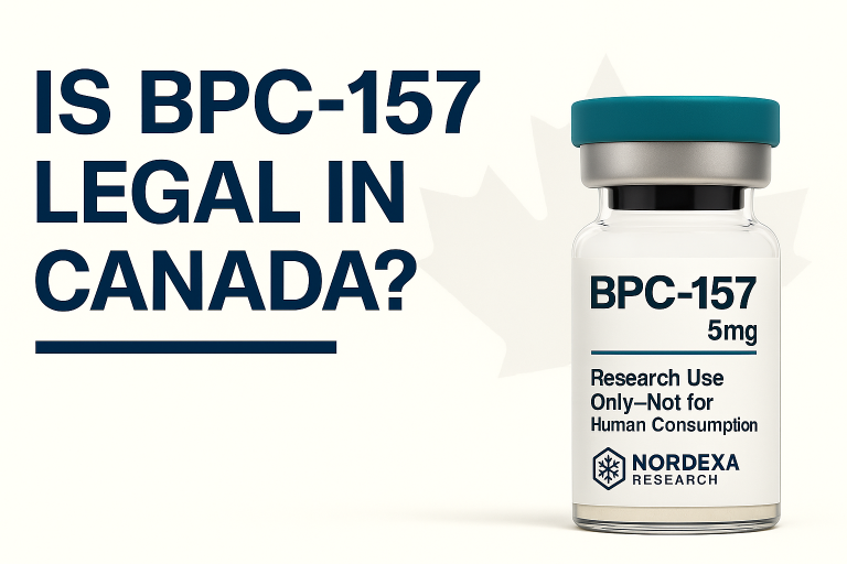 Lab-grade peptide vials in Canada labeled Research Use Only – Nordexa Research