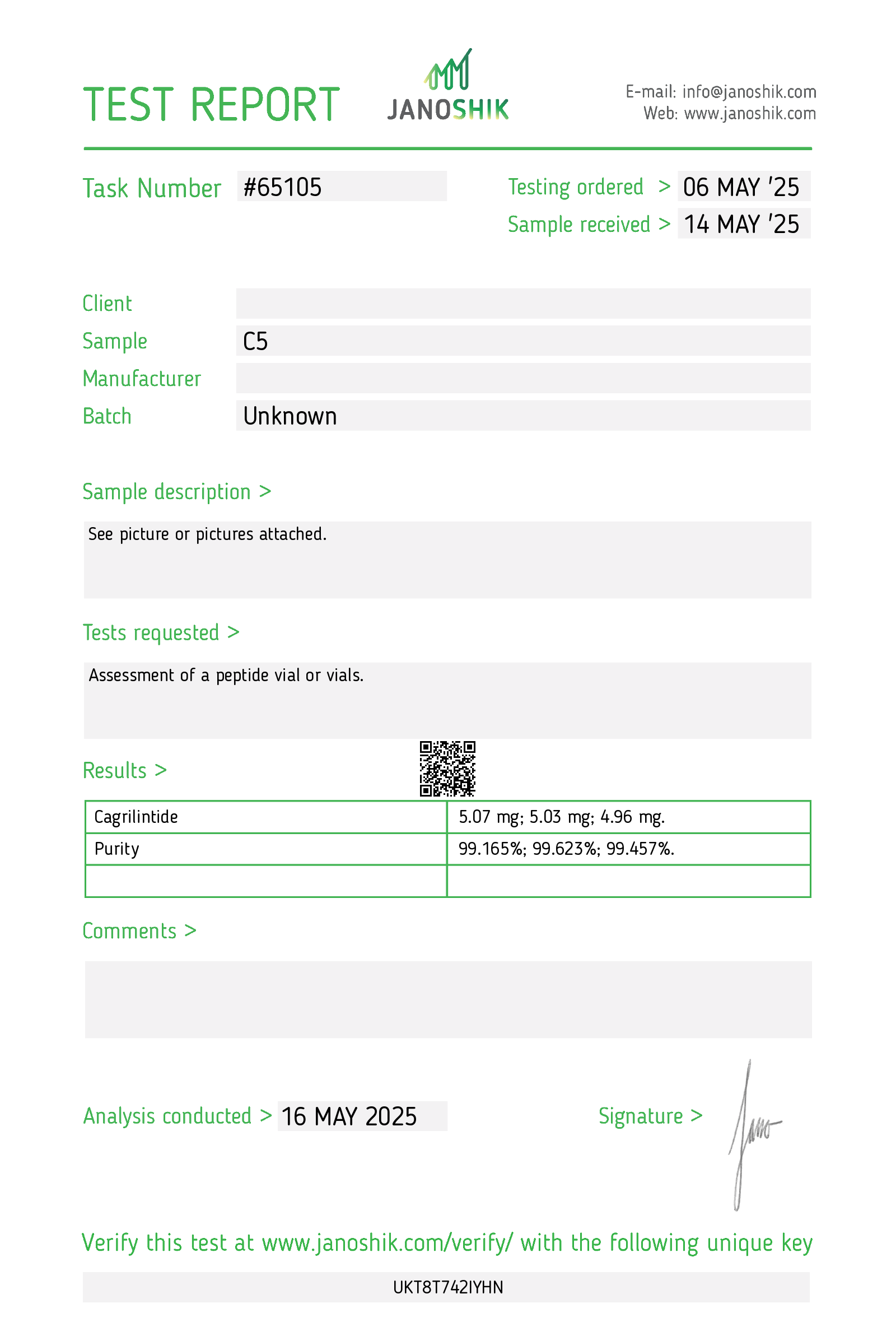Cagrilintide 10 mg COA – Nordexa Research (Canada)